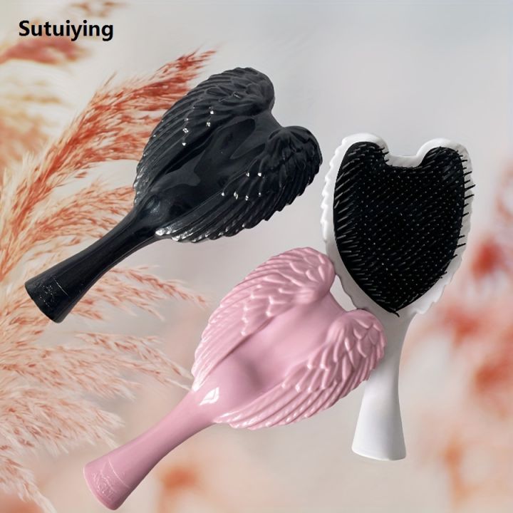 Sutuiying 1pc Angel Wings hair comb, durable plastic bristles, ABS handle, 2025 suitable for wet or dry use, small portable styling tool