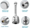 Stainless Steel 360 Degree Rotation Bubbler Saving Water Faucet/tap, Filter Shower Head Nozzle Adapter, Silver, Chrome Finish. 