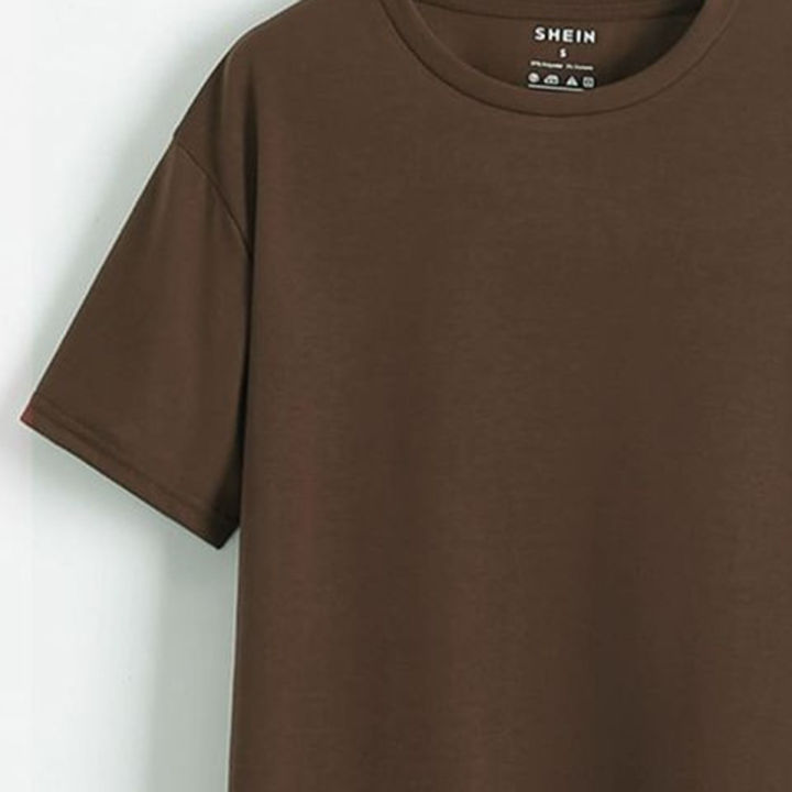 Brown%20Cotton%20Plain%20Half%20Sleeves%20T-Shirt%20For%20Men%20-%20Brown%20%7C%20Multisize%20%7C%20Fashion%20%7C%20Summer%20T-Shirts%20For%20Men%20-%20Image%203