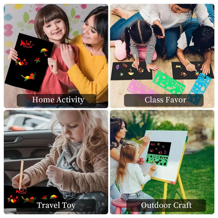 NCANRUI%20Rainbow%20Scratch%20Paper%20Art%20Set,%20Scratch%20Papers%20Supplies%20Black%20Scratch%20Drawing%20Art%20Crafts%20Sheets%20Notes%20Cards(59%20Pcs)%20-%20Image%203