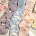 Wenefang Cartoon Kawaii Sanrioed Coral Velvet Socks MyMelody Kuromi High Quality Cinnamoroll Plus Velvet ThickMink Velvet Socks Sleep Socks. 