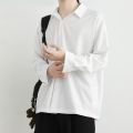 Summer thin ice silk shirt men's long-sleeved street fashion high-grade ruffle handsome shirt men's casual loose draping fashion. 