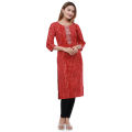 Red Chunari Print Kurti For Women. 