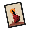 Woman with Butterfly Wings- Matt Laminated Printed Poster with Checker frame- one Piece Frame. 