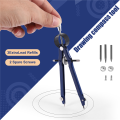 Professional Compass, Compass Geometry Set with Lock, Math and Precision Compass, Metal and Durable for Solid and Plane Precision Tool, Fit for Drafting, Drawing, Measuring(blue). 