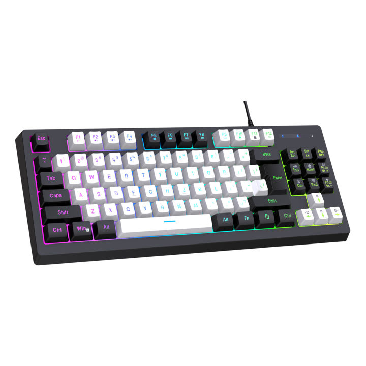 G69 Wired Gaming Keyboard - Mechanical Feel - Gaming RGB Light 87 Keys - Computer Office Home USB