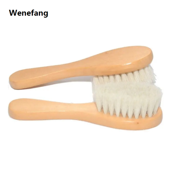 Wenefang New Baby Care Natural Wool Wooden Brush Comb Kids Hairbrush Newborn Infant Comb Head Massager