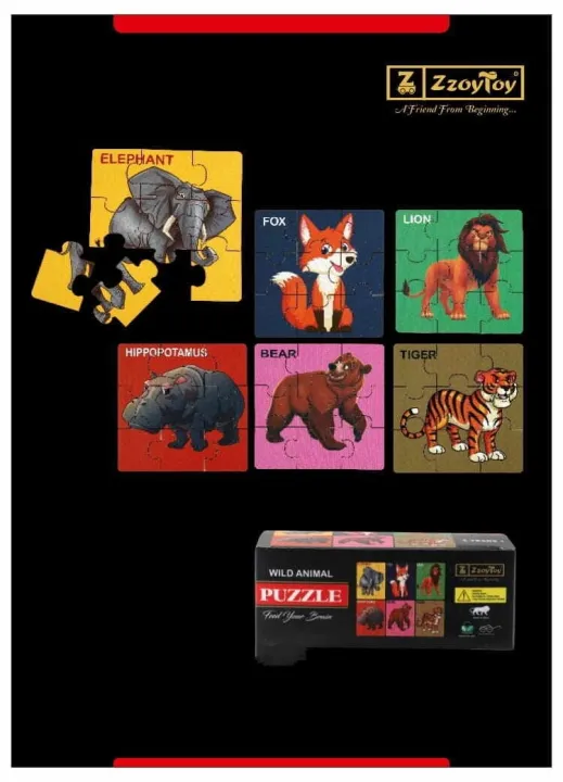 Zzoytoy%20Wild%20Animal%20Zigsaw%20Puzzle%206%20Puzzles,Set%20Of%206%20Different%20Pictures%2054%20Piece%20Round%20Jigsaw%20Puzzle%20-%20Image%202