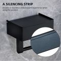 Black Stainless Steel Toilet Paper Holder with Wipes Dispenser ,Mobile phone rack for Bathroom with Wipe Storage Shelf Keep Your Wipes Out of Sight - Wall Mount Paste Mount. 