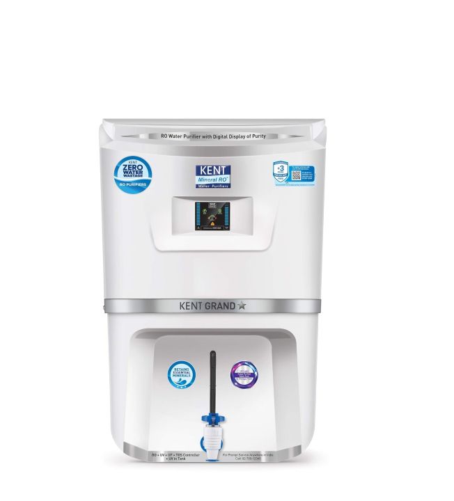 KENT Grand Star RO Water Purifier  Multiple Purification Process | RO + UV + UF + TDS Control + UV LED Tank | 9L Tank | Zero Water Wastage | Digital Display