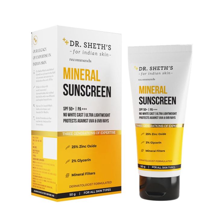 Dr. Sheth's Mineral Sunscreen with SPF 50+ & PA+++ 50gm