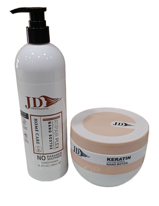 JD Professional Nano Botox Shampoo 480ml and Keratin Botox 400ml Pack of 2