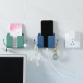 Wall Phone Holder with Hooks & Plug Storage Rack. 