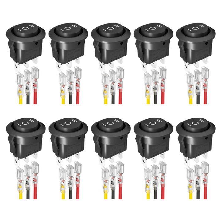 ARELENE 10PCS Round KCD1 Rocker Switch 12V 3 Pin 3 Position on Off on ...