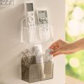 New Double Grid Remote Control Storage Box Wall-mounted Transparent Acrylic Shelfs Multi-function Desktop Storage Container. 