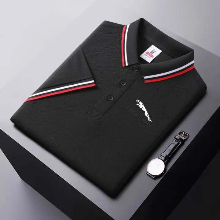 Men's%20Jaguar%20Clothing%20Street%20Casual%20Lapel%20Short%20Sleeve%20Striped%20Parallel%20Bars%20Men's%20SummerOriginal%20Classic%20Polo%20Shirt%20T-Shirt%20Men's%20Printed%20Top%20-%20Image%203