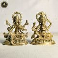 Ganesh Laxmi Brass Statue. 