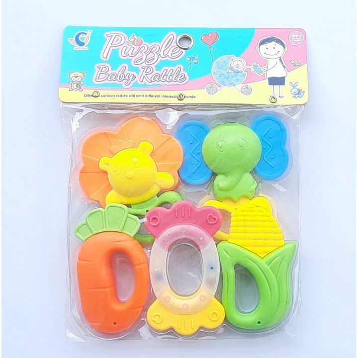 5 Bright Primary colored Rattles/Teethers for different stages of baby ...