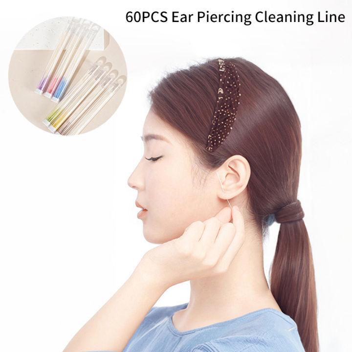 60pcs Pierced Ear Cleaning Herb Solution Paper Floss Hole Aftercare ...