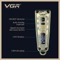 VGR Premium Metal Housing Hair Clipper LED Display, powder metallurgic Blade 5500-7000 RPM 4 Speed motor auto testing button USB charging 4 adjustable Taper Lever 4 Guide combs Runtime 240 min, V-901. 