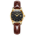 【ZOSR】 Small and Simple Ladies Watch Fashion Casual Leather Round watch automatic With dual date Women Quartz Watches Relo for women girls. 