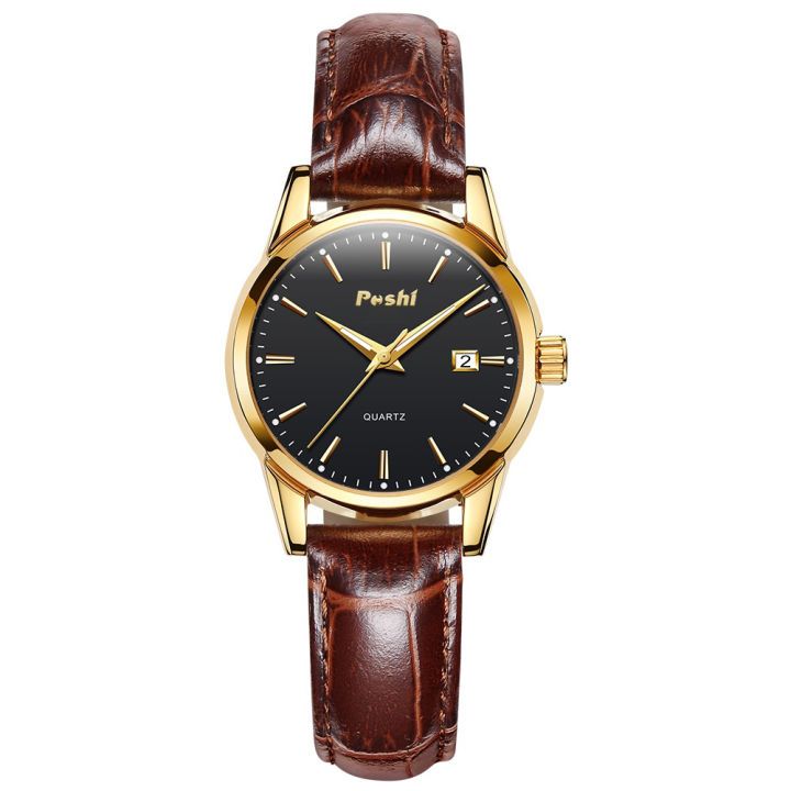 【ZOSR】 Small and Simple Ladies Watch Fashion Casual Leather Round watch automatic With dual date Women Quartz Watches Relo for women girls