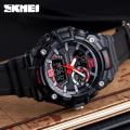 SKMEI 1529 Men's Sports LED Light Chronograph Dual Display 3 Time Multi-Function Watch - Black/Red. 