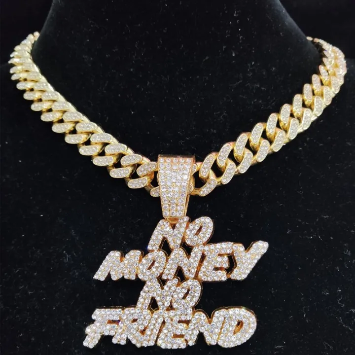 NEW%20STYLE%20Men%20Women%20Hip%20Hop%20NO%20Money%20No%20Friend%20Pendant%20Necklace%20with%2013mm%20Cuban%20Chain%20HipHop%20Iced%20Out%20Bling%20Necklaces%20Fashion%20Jewelry%20-%20Image%204