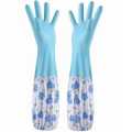 1 Pair Fur Inside Kitchen Dish Washing And Cleaning Gloves With Sleeve -Yagya Premiums. 