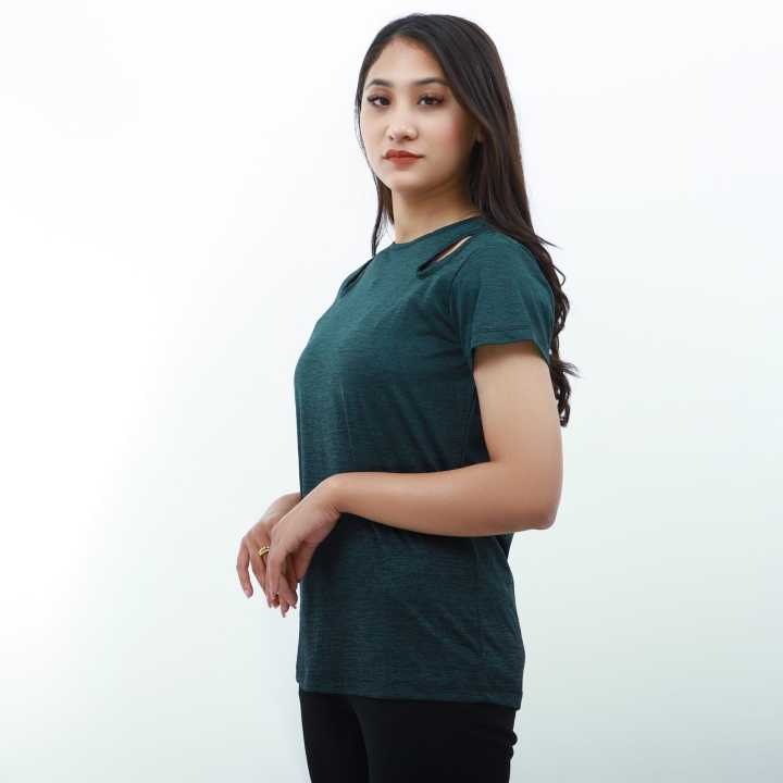 Labels%20Green%20Polyester%20Keyhole%20Top%20For%20Women%20LA%20T%200017-0020%20-%20Image%204