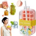 Ice Cube Water Bottle – 2-in-1 Tray & Drink Cup with Lid, Straw & Strap. 