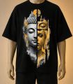 Buddha & Golden Buddha Artistic Printed T-Shirt –Blue, Black, White, Cream, maroon, Brown. 