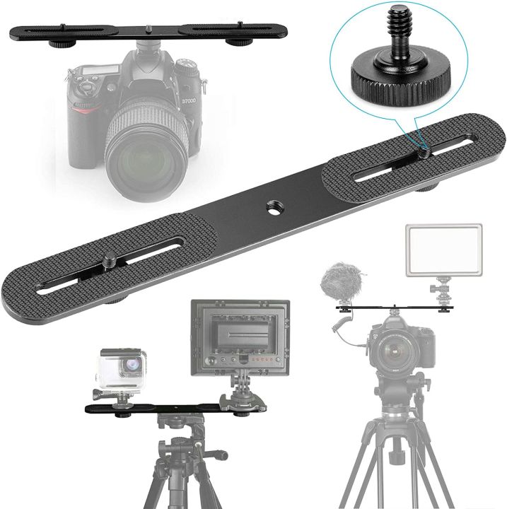 Dual Flash Bracket Holder for 1/4" Screw Tripod Light Stand For DSLR Camera
