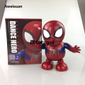 Difutagui Marvel Iron Man Dance Action Figures Sing Led Light Spiderman Robot Sales promotion Model Avengers Super Hero Robots Kid Doll Christmas Toy Gift. 