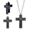 New Design with Secret Compartment Cross Pendant Necklace Openable 3D Printed Chain Pendant Necklace Vintage Stainless Steel Charm Jewelry. 