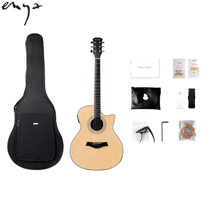 Enya EAG40C Semi Acoustic Guitar with Padded Bag And Accessories