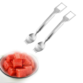 JAERBEE 2-In-1 Stainless Steel Fruit Knife, Double-Ended Fruit Fork Slicing Knife, Suitable for Family Gatherings and Camping. 