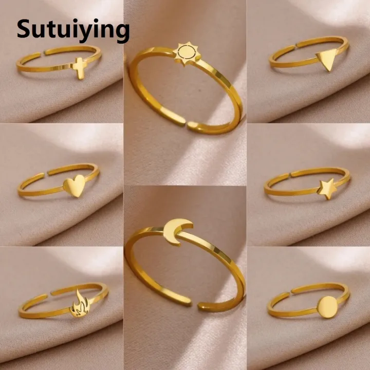 Sutuiying%20Stainless%20Steel%20Rings%20for%20Women%20Jewelry%20Accessories%20Simple%20Vintage%20Decoration%20Moon%20Sun%20Star%20Heart%20Flame%20Cross%20Adjustable%20Ring%20-%20Image%203