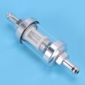 NAMUNY 2X Universal Chrome Glass Fuel Petrol crude oil engine Inline Filter 5/16 inch 8mm Silver for Motorcycles. 