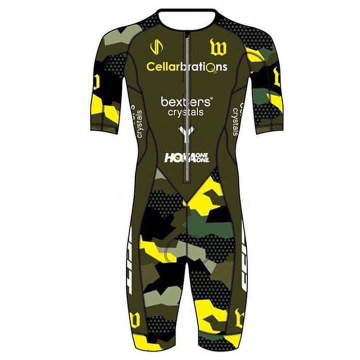 Crossedge Men’s Cycling Skinsuit – Half Sleeve, Padded, Triathlon, Lycra