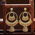 Golden/Silver Antique Toned Boho Vintage Bell Tassel Jhumka Earrings - Jewels of Nepal. 