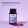 HK Vitals Chelated Iron Supplement 60 Capsules With Zinc Vitamin C & Vitamin B12 Supports Blood Building Immunity and Energy. 