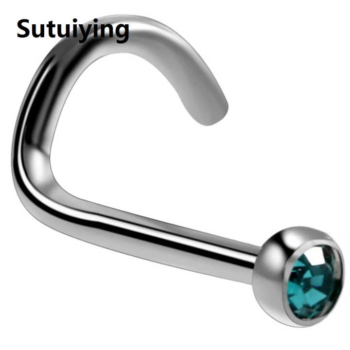 Sutuiying%201PC%20ASTM-F136%20Titanium%20Nose%20Piercing%20Ring%20Stud%20Prong%20CZ%20Screw%20Shape%20Nostril%20Jewelry%2020g%2018g%20Tragus%20Earrings%20Body%20Piercing%20-%20Image%203