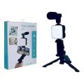 Video Vlogger Kits Microphone LED Fill Light Mini Tripod For Phone Vlog Video Recording Condenser AY-49 with remote. 