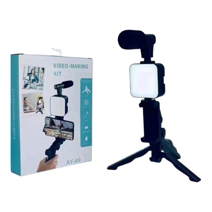 Video%20Vlogger%20Kits%20Microphone%20LED%20Fill%20Light%20Mini%20Tripod%20For%20Phone%20Vlog%20Video%20Recording%20Condenser%20AY-49%20with%20remote%20-%20Image%202