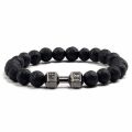 New specials 【Funny Bunny Toy Store】（NEW）1Pc Volcanic Stone Beaded Matte Barcelets Dumbbell Beads Couple Bracelet Fashion Jewelry Bangles For Women Men. 