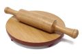 Wooden Chakla-Belan, Wooden Polpat-Roti Roller, Rolling Pin, 9 Inch(22 Cms, Round) - Brown. 