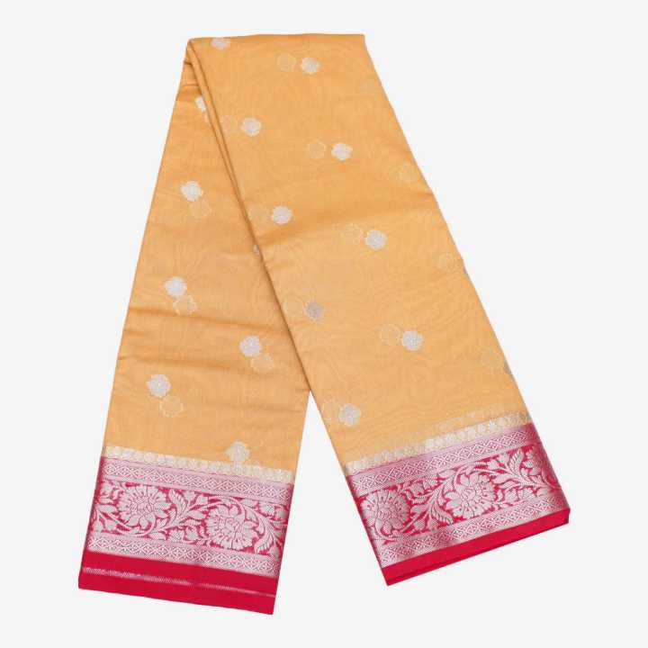 Light Yellow/Red Premnagar Saree For Women