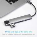 USB C Hub Type C Hub Adapter 8 In 1 With Ethernet 4K HDMI USB 3.02 87W PD USB-C Data Port And SD TF Docking Station. 