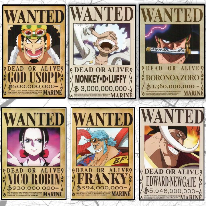 New%20Updated%20wanted%20One%20Piece%20Anime%20Bounty%20Poster%206pc%20Set,%20Anime%20Poster%20-%20Image%202